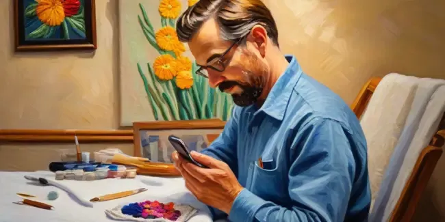 Custom Embroidery holding a smartphone
