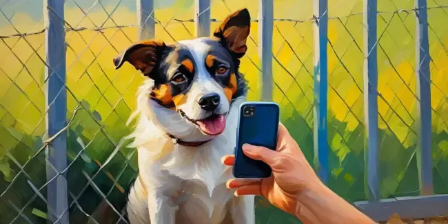 Dog Fence Installation holding a smartphone