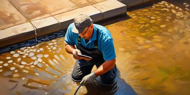 Drain Cleaning holding a smartphone