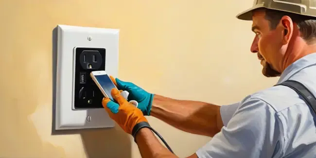 Electrical Outlet Installation holding a smartphone