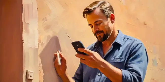 Exterior Painting holding a smartphone