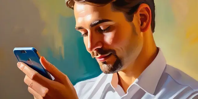 Facial holding a smartphone