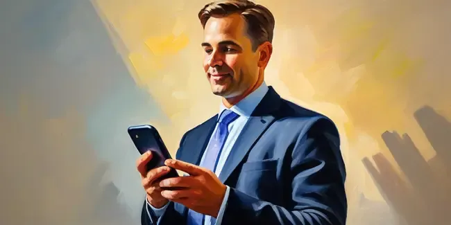 Financial Services holding a smartphone