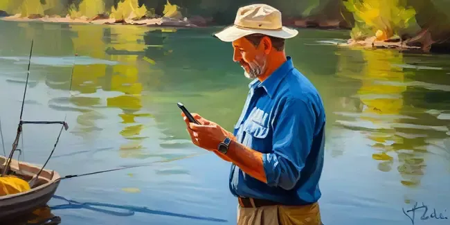 Fishing Guides holding a smartphone