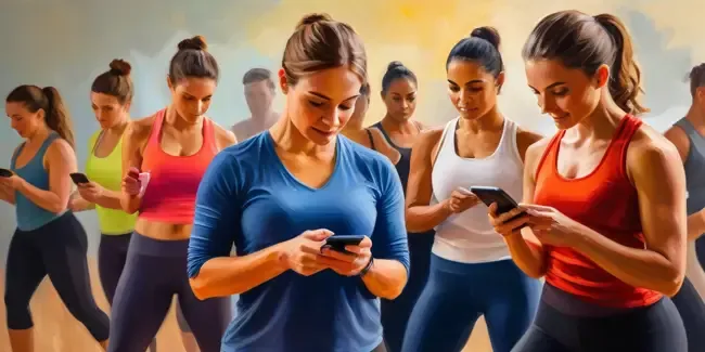 Fitness Classes And Training holding a smartphone