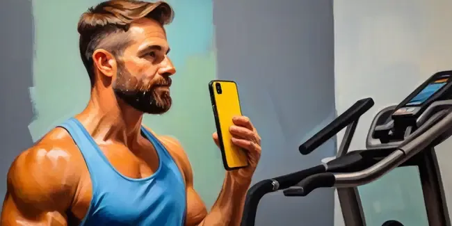 Fitness Equipment Repair holding a smartphone