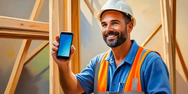 Framing Contractors holding a smartphone