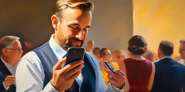 Fundraising Event Planning holding a smartphone