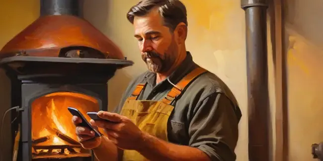 Furnace Repair holding a smartphone
