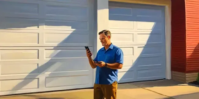 Garage Doors holding a smartphone