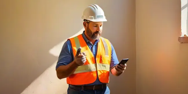 General Contractors holding a smartphone