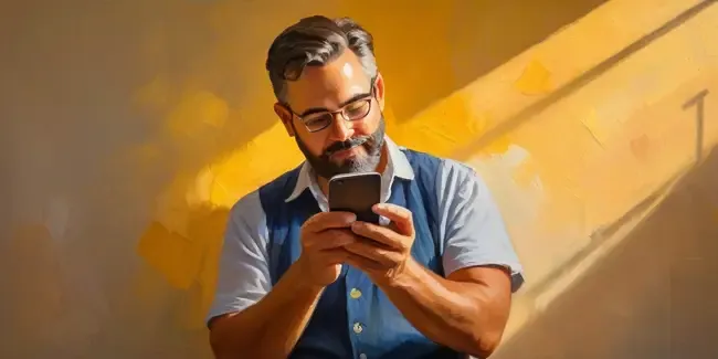 Handmade Crafts holding a smartphone