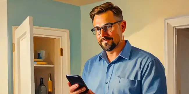Home Automation holding an smartphone