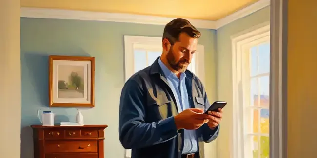 Home Inspection holding a smartphone