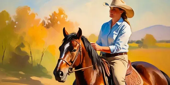 Horseback Riding holding a smartphone