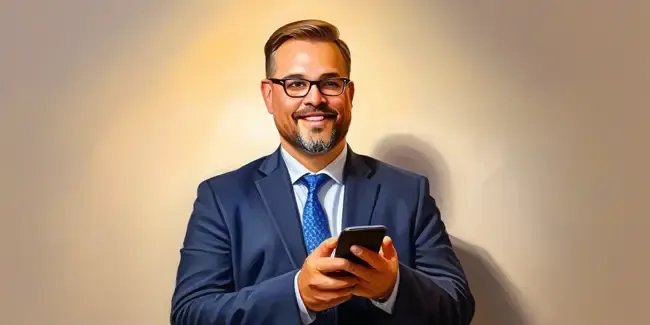 It Consulting Services holding a smartphone