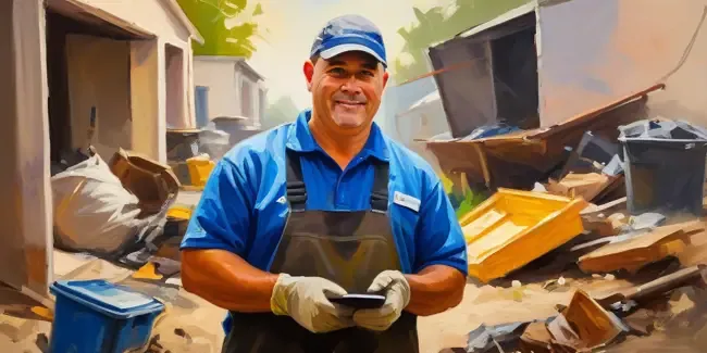 Junk Removal holding a smartphone