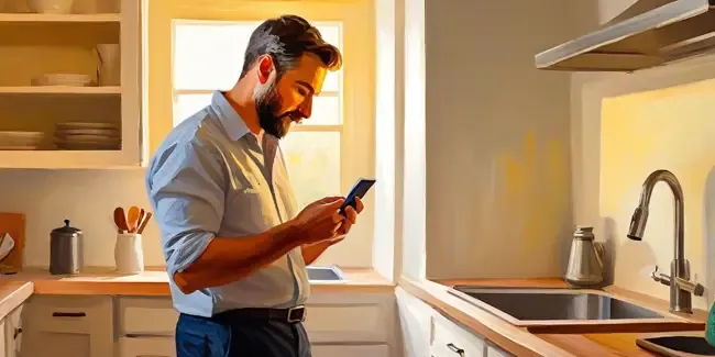 Kitchen Remodeling holding a smartphone