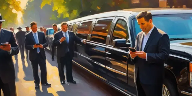 Limousines holding a smartphone