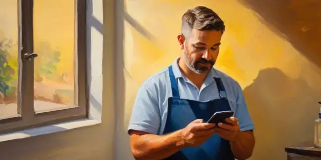 Locksmiths holding a smartphone