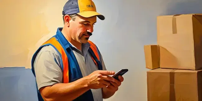 Long Distance Movers holding a smartphone