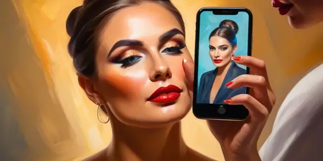 Makeup Artists holding a smartphone