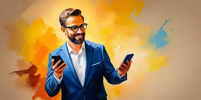 Motivational Speaker holding a smartphone