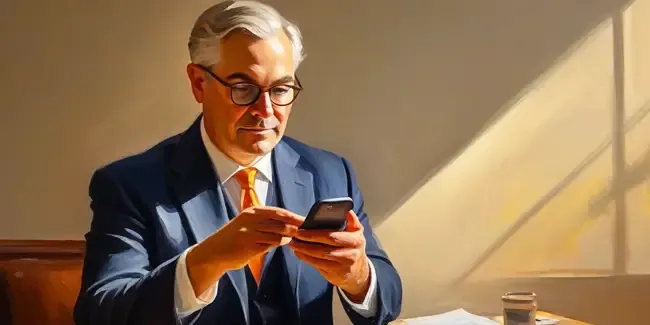 Notary Public professional holding a smartphone