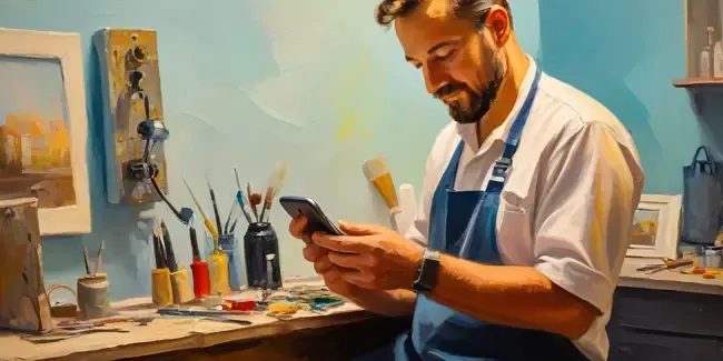 Phone Repair holding a smartphone