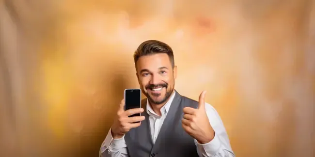 Photo Booth Rentals holding a smartphone