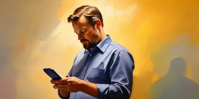 Property Management holding a smartphone
