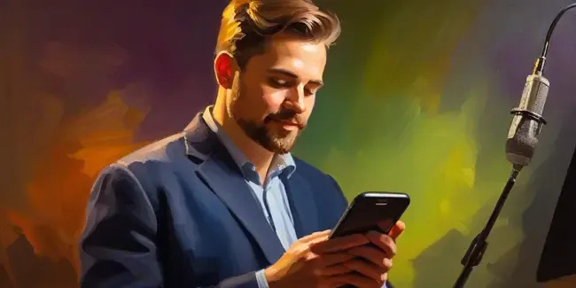 Recording Studio holding a smartphone
