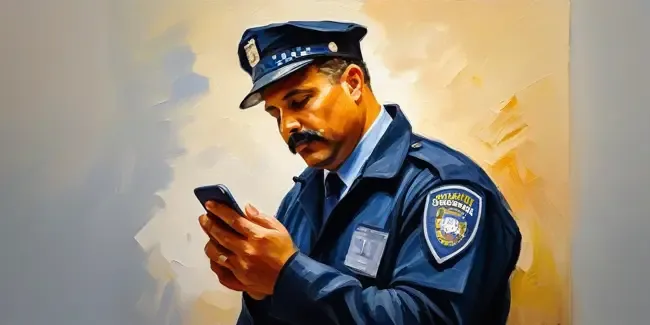 Security Guards holding a smartphone