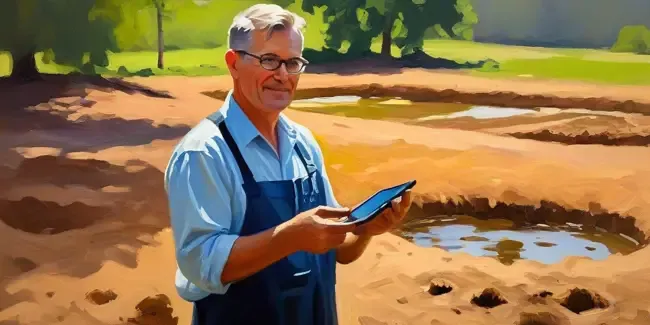 Septic Systems holding a smartphone