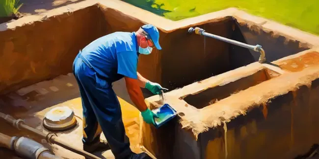 Septic Tank Cleaning holding an smartphone