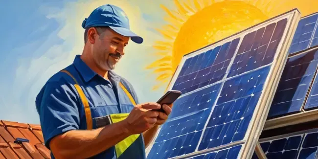 Solar Panel Cleaning holding a smartphone