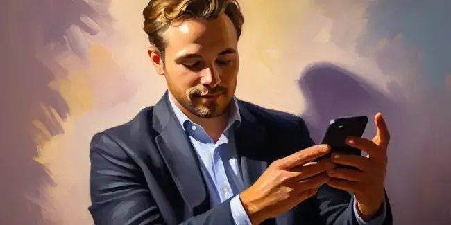 Solo Musician For Hire holding a smartphone