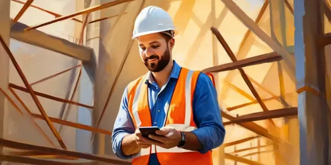 Structural Engineers holding a smartphone