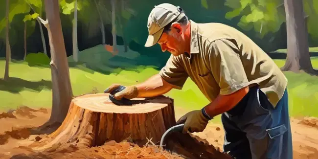 Stump Grinding holding a smartphone