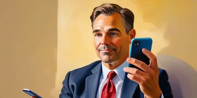 Tax Preparation holding a smartphone