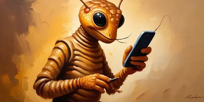 Termites holding a smartphone