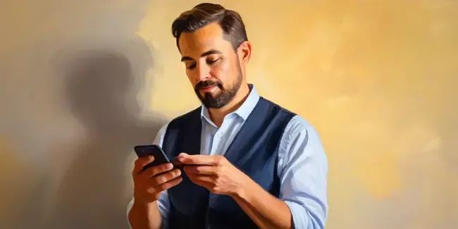 Translation holding a smartphone