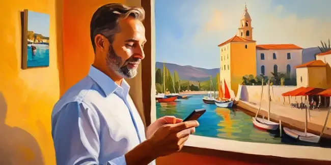 Travel Agency holding a smartphone