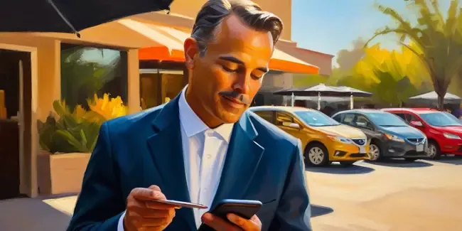 Valet Parking professional holding a smartphone