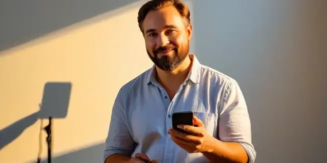 Video Production holding a smartphone