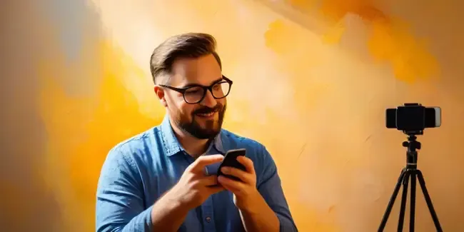 Videographers holding a smartphone