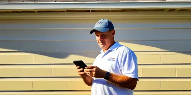 Vinyl Siding Repair holding a smartphone