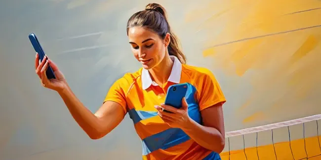 Volleyball Training holding an smartphone