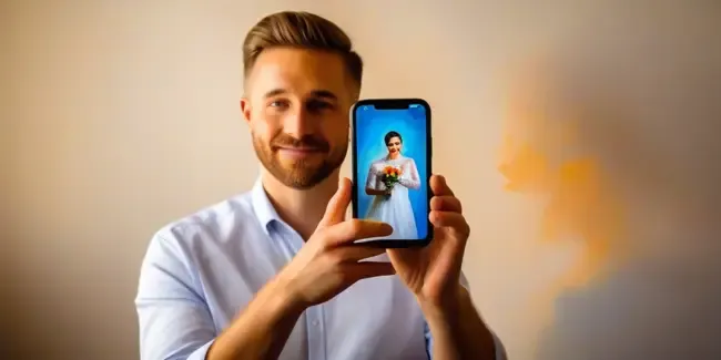 Wedding Videography holding a smartphone