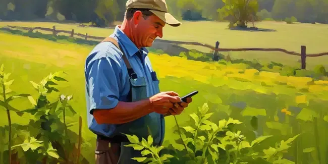 Weed Control holding a smartphone